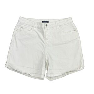 Bandalino Mandie Women's Size 14 Cuffed Shorts White Stretch Denim Cotton Casual